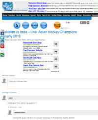 Pakistan vs India – Live Asian Hockey Champions: The News Tribe